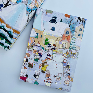 一叶 下雪布艺书衣手帐余白hobo/a5/a6/b6/tn 书衣手工手账可调节