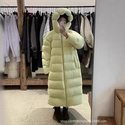 白鸭绒超轻无胆章鱼帽羽绒服女长款过膝加厚保暖轻薄蓬松柔软休闲
