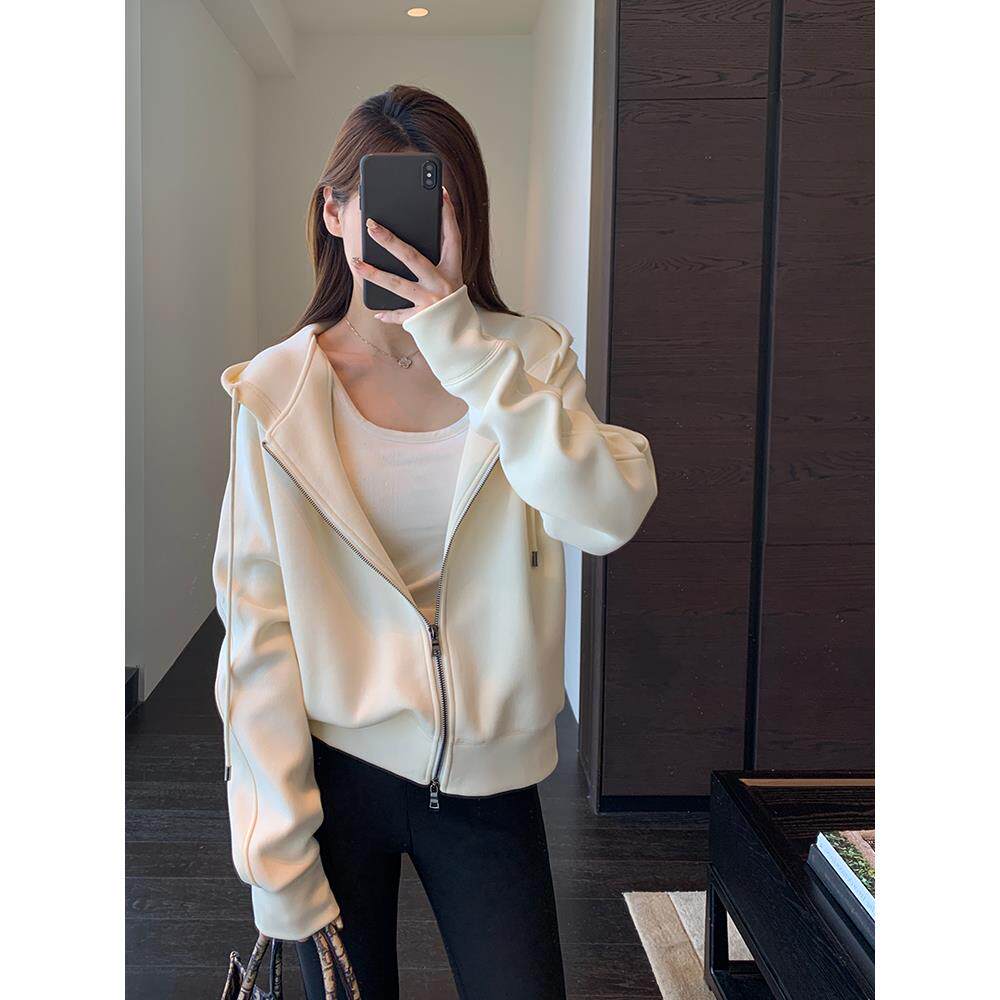 AMR UU◆好穿到爆 高品质五明治空气层面料减龄连帽卫衣女秋新款