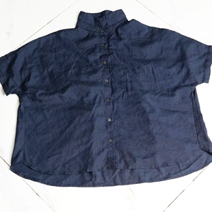 B130L64 宽松休闲衬衫 JCC STUDIO日系全亚麻短袖