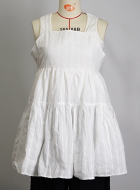 JCC STUDIO日系淑女风弹力镂空带里衬全棉吊带衫衬衫