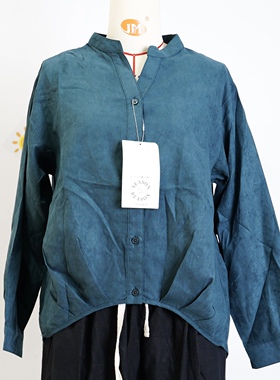 JCC studio日系外贸薄款麂皮绒小立领通勤休闲衬衫外套