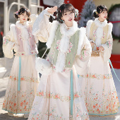 裳云兮 对襟袄加绒比甲原创马面裙秋冬套装 绒绒 明制立领琵琶袖