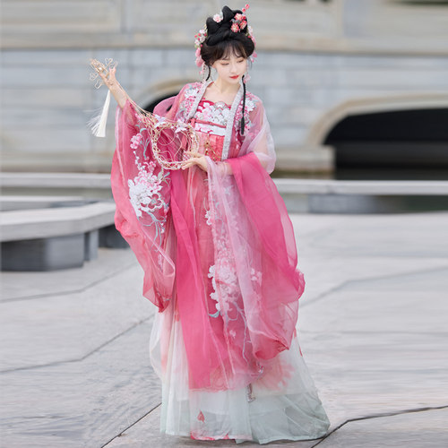 桃花神汉服女齐胸襦裙大袖衫