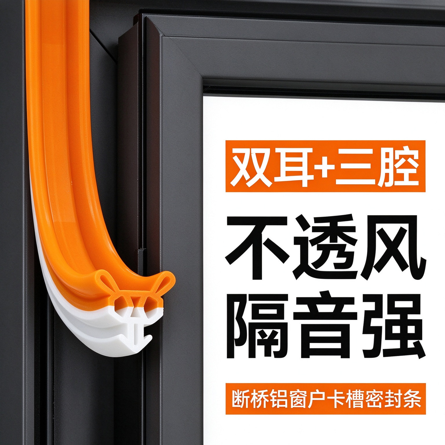 断桥铝窗户密封条抗老化塑钢平开窗铝合金隔音缝隙防漏风卡槽防风