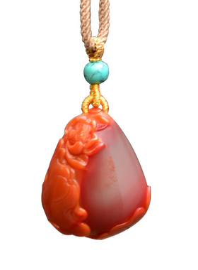 凯萨薇雅南红玛瑙出水芙蓉吊坠