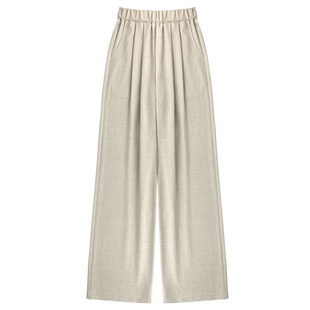 卡其阔腿裤子女夏季薄款垂感宽松慵懒风新中式亚麻冰丝休闲山本裤