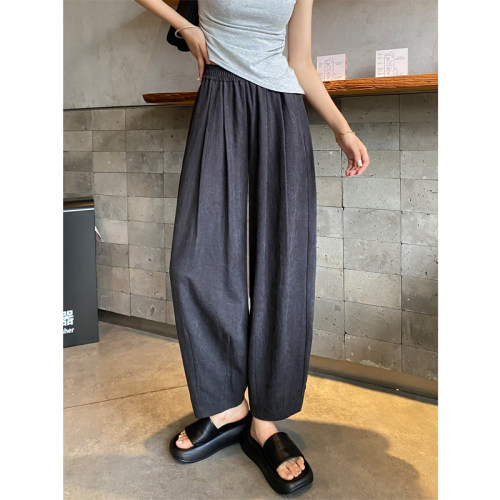高腰日韩寻笙记冰丝哈伦萝卜裤女