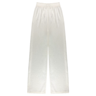 白色裤子女夏季薄款高腰垂感新中式缎面冰丝阔腿裤防晒直筒凉凉裤