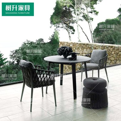 户外休闲藤编餐桌椅阳台花园庭院藤椅咖啡厅柚木桌椅藤制家具组合