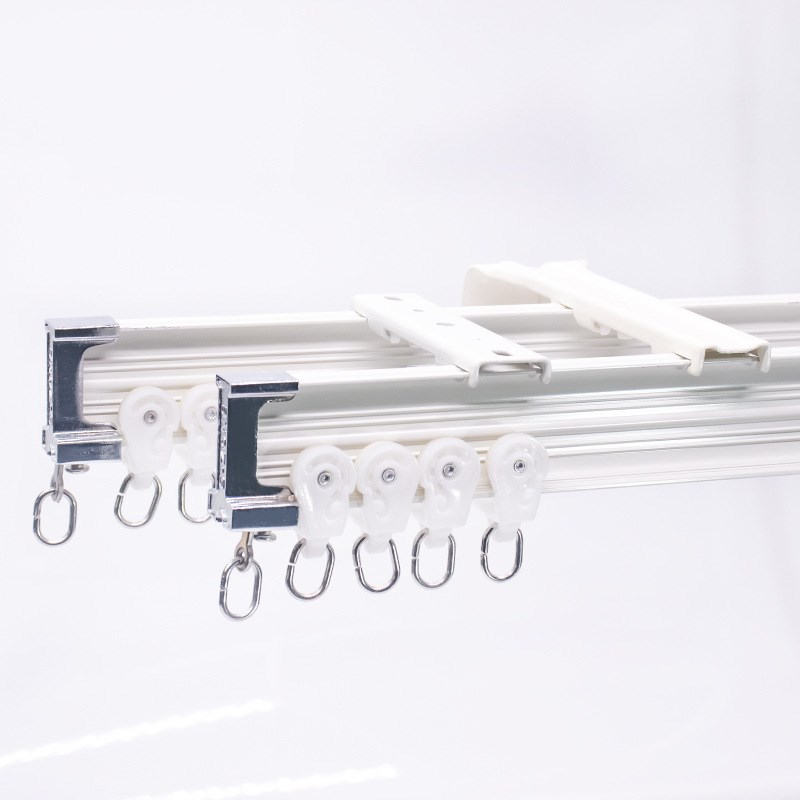 加厚铝合金大弯轨滑轨静音单双轨飘窗U型L型弧形窗帘轨道