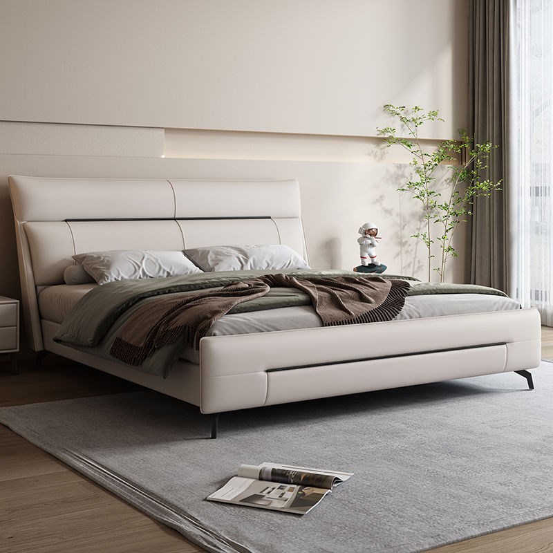 现代简约皮床1.5米1.8米小户型主次卧软体实木床双软包科技布艺床