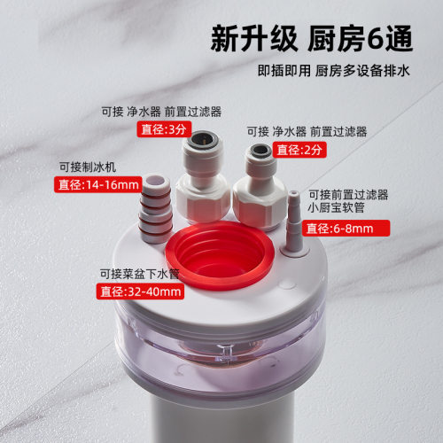 厨房下水三通防臭水槽洗碗机净水器排水管道多功能三头通接头