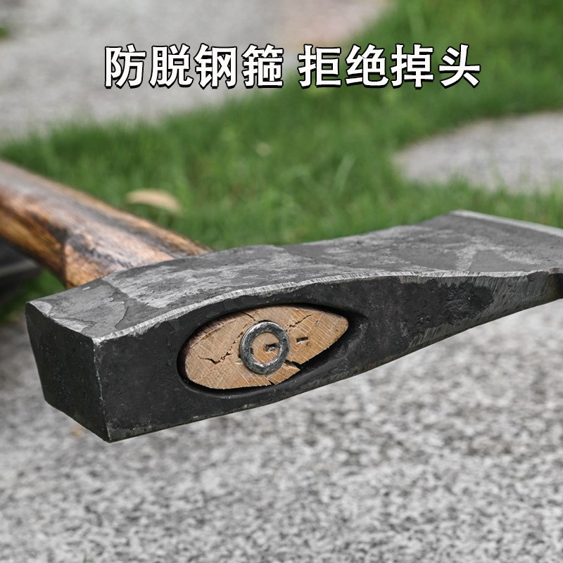 锻打斧头特大号手工斧子户外开山伐木消防木工斧高锰钢斧劈柴斧厂