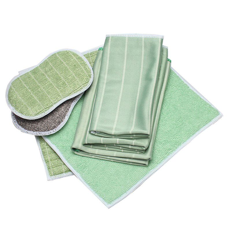 家居厨房洗碗抹布百洁布易吸水竹纤维玻璃清洁布+海绵块套装6个装