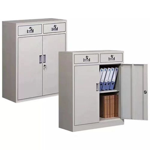 二斗小矮柜办公室桌下资料文件柜卧室带锁铁皮柜子客厅落地储物柜