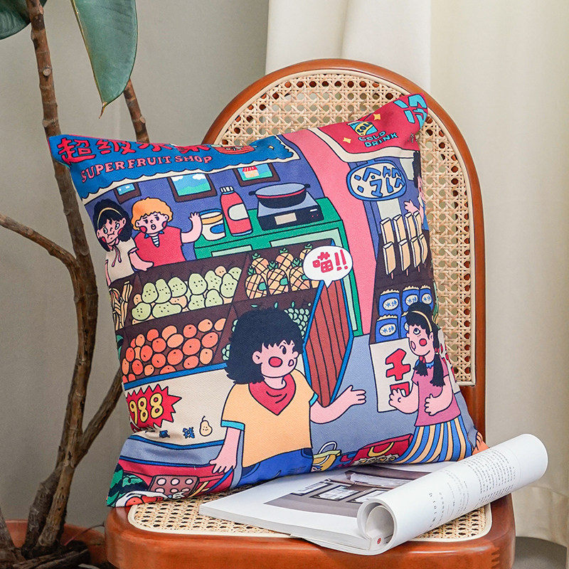 左咸敦道复古怀旧沙发抱枕靠垫办公室护腰午睡枕腰枕抱枕套抱枕芯