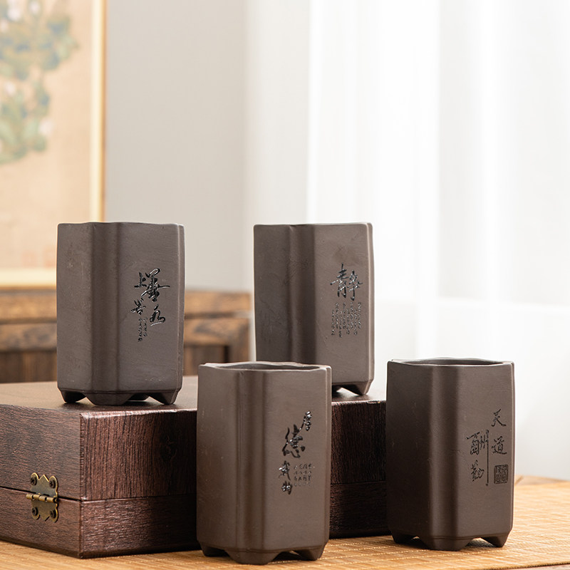 紫砂陶瓷花盆文竹葛蒲花卉绿植盆栽盆景专用带底座托盘桌面器皿