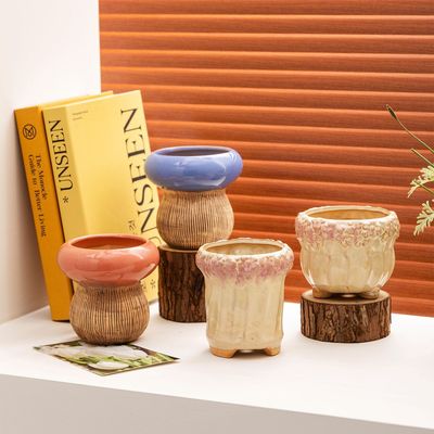 多肉花盆高颜值家用手绘透气有孔室内装饰简约陶瓷创意个性造型