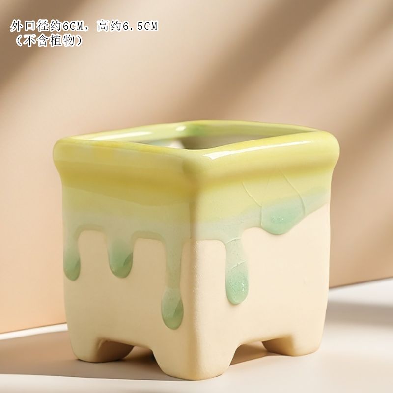 冰裂流釉肉肉多肉小花盆陶瓷办公室便宜耐用桌面特价清仓简约装饰