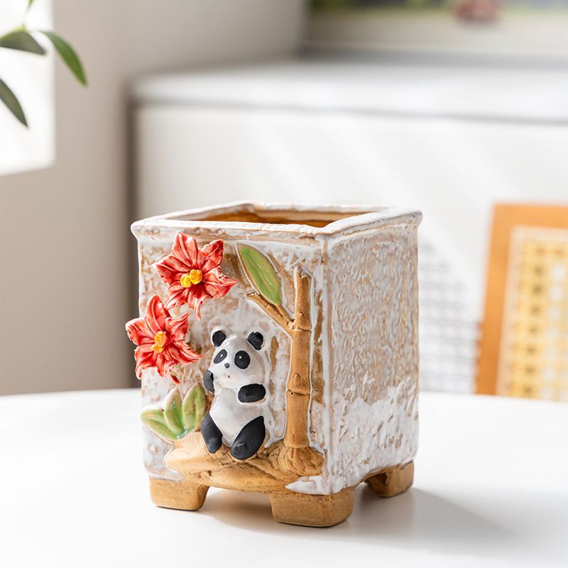 多肉花盆陶瓷捏花火锅精美个性造型肉肉花盆复古简约透气家用创意