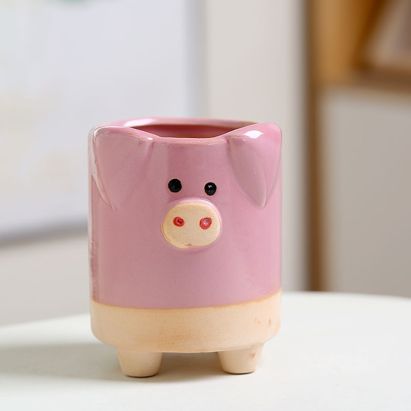 多肉花盆陶瓷高筒可爱创意个性造型室内家用装饰卡通小动物透气