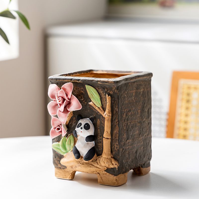多肉花盆陶瓷捏花火锅精美复古创意个性造型肉肉花盆简约透气家用