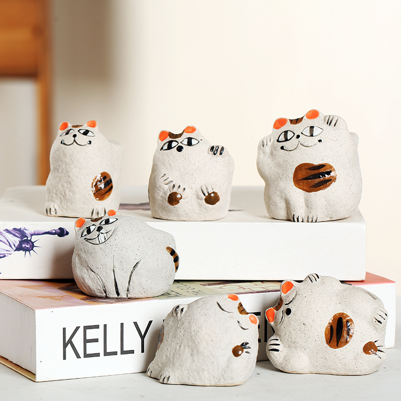 句号招财猫多肉花盆卡通可爱陶瓷特价创意个性清仓桌面肉肉盆栽