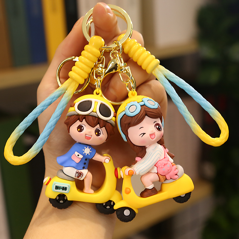 情侣摩托车男女兜风钥匙扣挂件摩托车钥匙挂件挂扣时尚包包挂饰