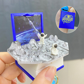 创意3D立体弹爆书奇幻世界趣味钥匙扣城堡航船恐龙太空益智挂扣