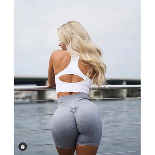 NVGTN褶皱健身短裤女Scrunch紧身高腰三分裤蜜桃臀菊花裤瑜伽运动