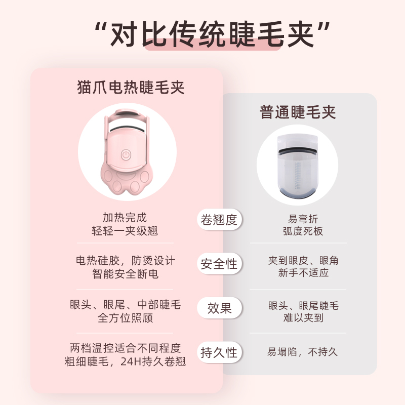 RHOS睫毛烫卷器电烫睫毛夹神器加热充电动款眼睫毛卷翘器持久定型