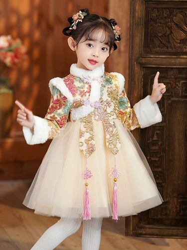 Демисезонное ханьфу для девочек, зимний детский пуховик