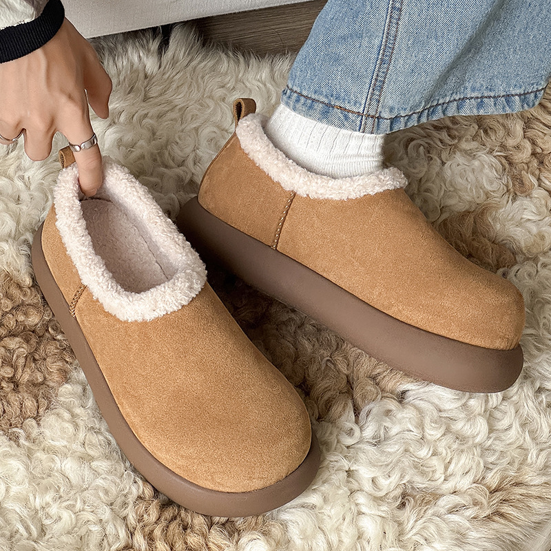 厚底小土豆勃肯鞋全包情侣2025新款冬季皮毛一体雪地靴保暖大棉鞋