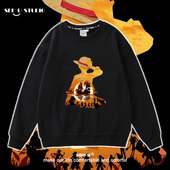 海贼王联名卫衣路飞周边航海王上衣男女套头圆领宽松潮牌日系复古