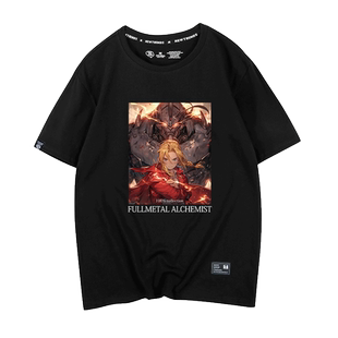 钢之炼金术师联名短袖纯棉爱德华周边t恤复古印花动漫日系男女潮