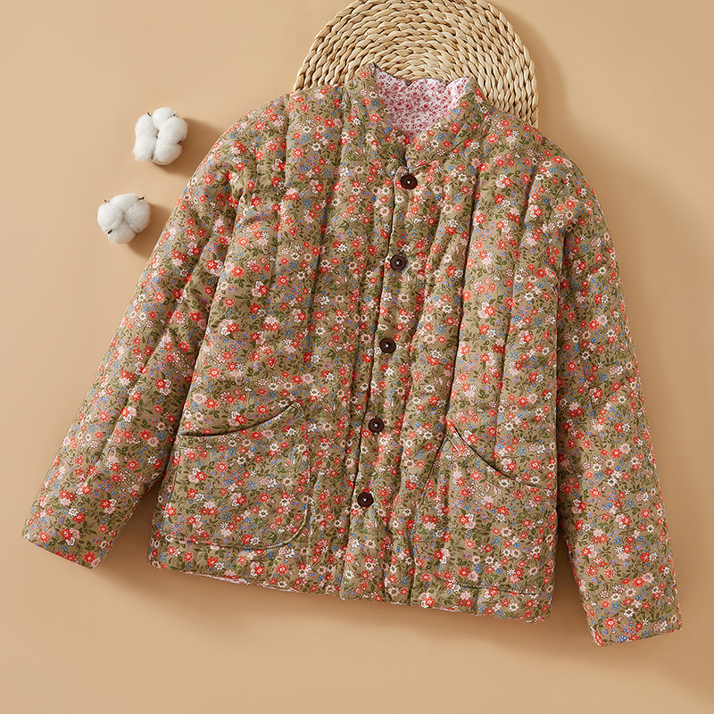 女士手工纯棉花加厚保暖棉袄外套