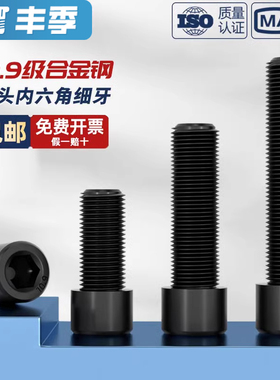 10.9级细牙内六角螺丝MM8*1M10*1.25M12M14M16*1.5M18M20M22M24x2