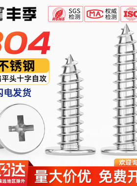 304不锈钢CA扁平头自攻螺丝钉大薄头子平头尖尾沉十字MM2M3M4M5M6