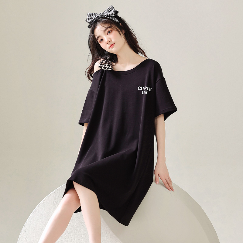 南极人睡衣女纯棉短袖2022年新款夏季吊带睡裙性感简约大码家居服