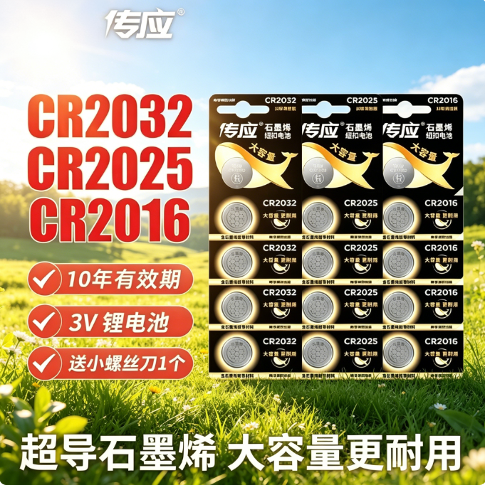南孚传应纽扣电池CR2032/cr2025/CR20163V汽车遥控器钥匙锂电池
