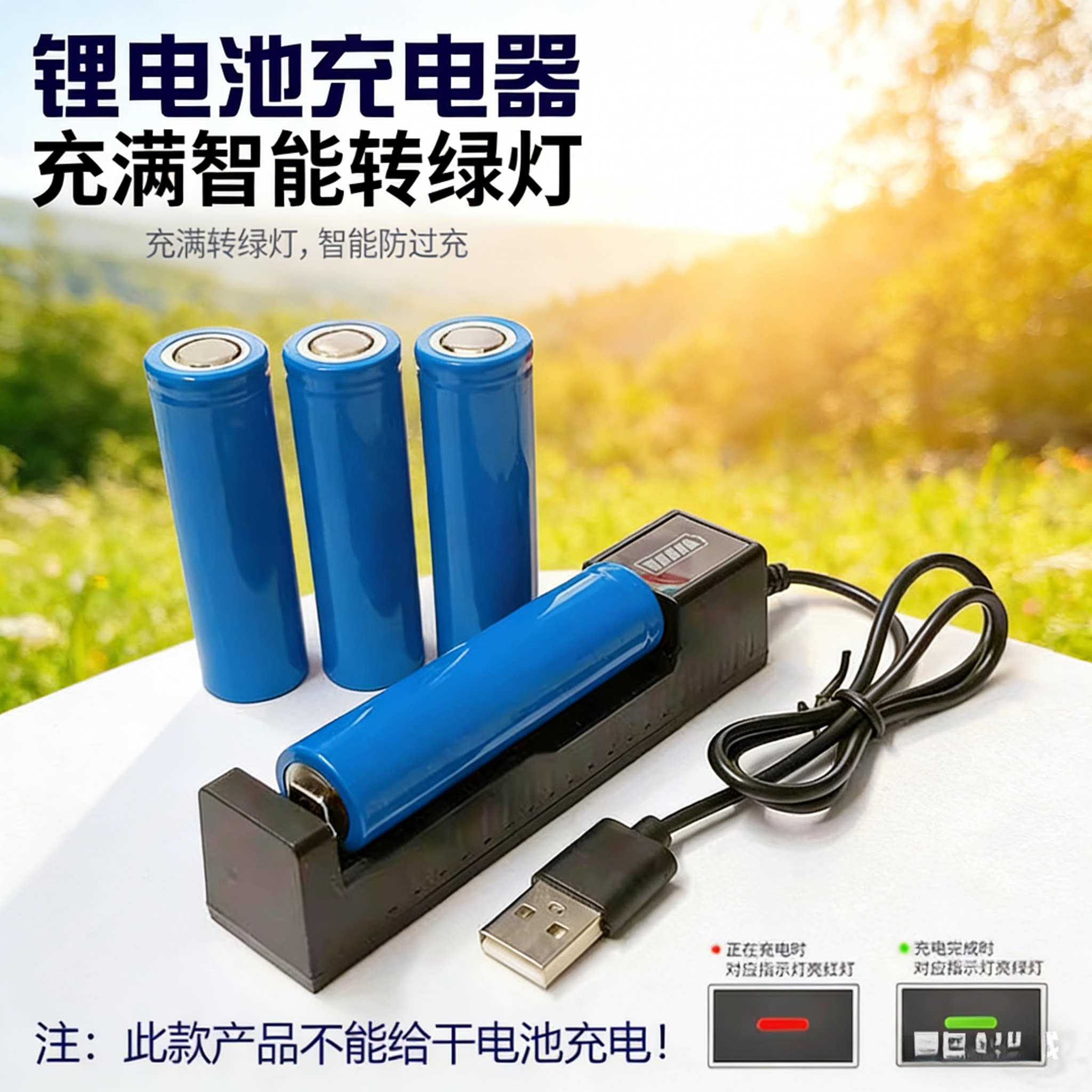 18650锂电池可充电器1200mAh