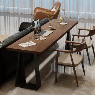 横厅沙发后长条桌实木书桌极简工作台客厅家用儿童双人学习办公桌