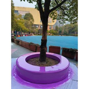 玻璃钢树池座椅户外园林景观公园公共休闲桌椅组合形围树异形坐凳