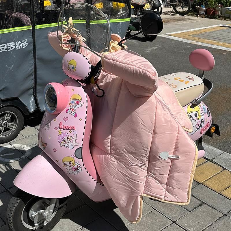电动车挡风被冬季加绒加厚高颜值可折叠电瓶车冬款防寒加大防风罩