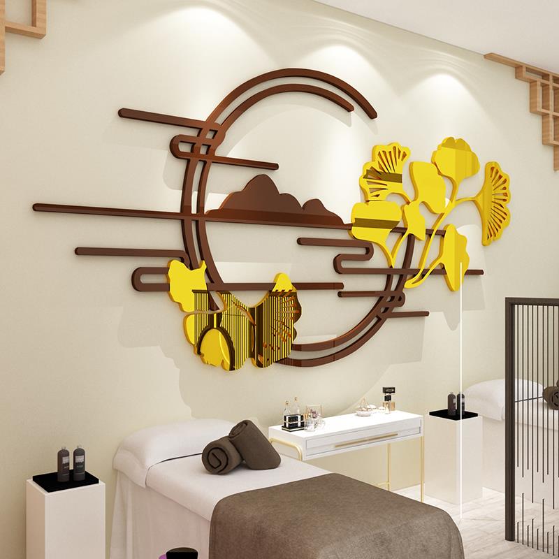 网红中医养生馆背景墙面布置美容院店装饰贴画摆件氛围形象高级感