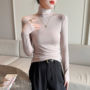 打底衫女高领长款莫代尔修身显瘦长袖内搭上衣女装