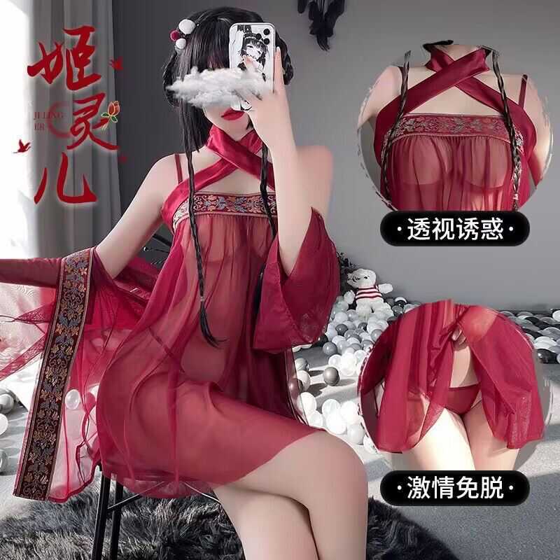 网纱睡衣欢襟涤纶蕾丝汉服火辣