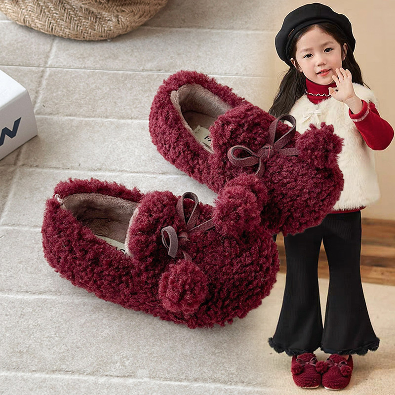 女童新年红色豆豆鞋2025冬季新款儿童加绒保暖棉鞋软底防滑毛毛鞋,童鞋/婴儿鞋/亲子鞋,棉鞋,淘宝优惠券,粉丝福利购,淘宝优惠卷