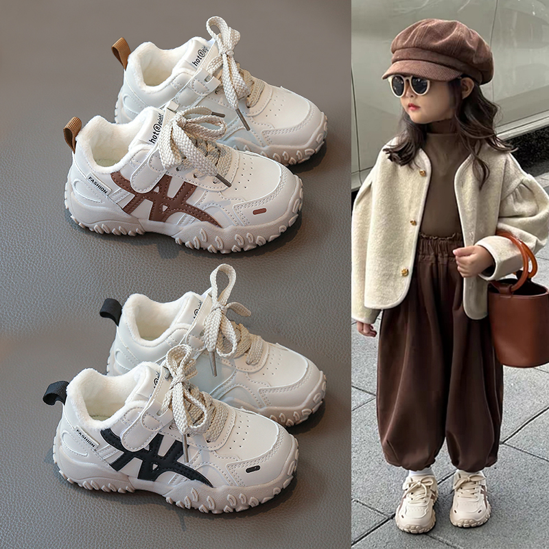 女童阿甘运动鞋2025秋冬新款加绒保暖跑步鞋软底防滑轻便百搭棉鞋